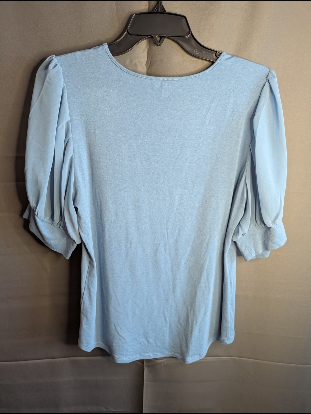 Vince Camuto Light Blue Puff Sleeve Blouse Mixed Media